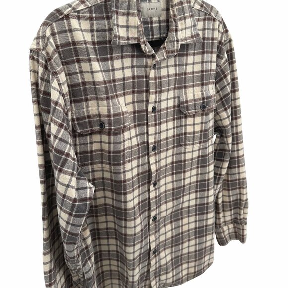 Jachs Mens Brown & Beige Cotton Plaid Button-Up Flannel Shirt Size XL - Picture 2 of 10